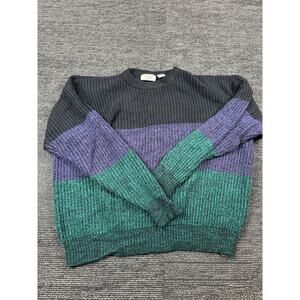 Vintage Sears Mens Store XL Sweater Crewneck Pull Over Tri-Color Acrylic